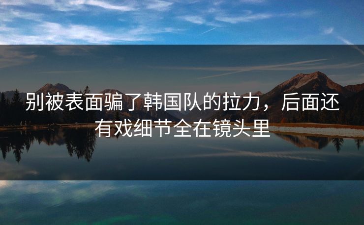 别被表面骗了韩国队的拉力，后面还有戏细节全在镜头里